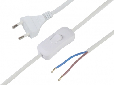Euro-Stecker - Kabel offen - Kippschalter - weiß