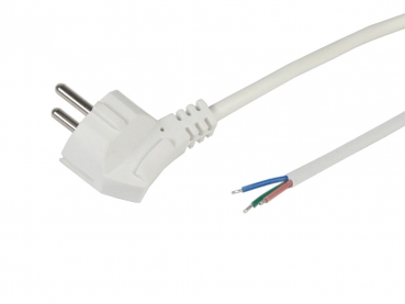 Schutzkontaktstecker mit Netzkabel - Kabel offen - weiß