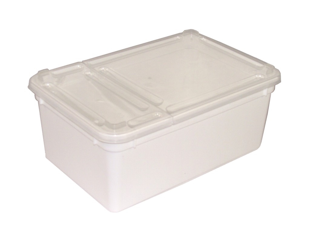 BraPlast Dose 1,3 L white box with clear flap lid