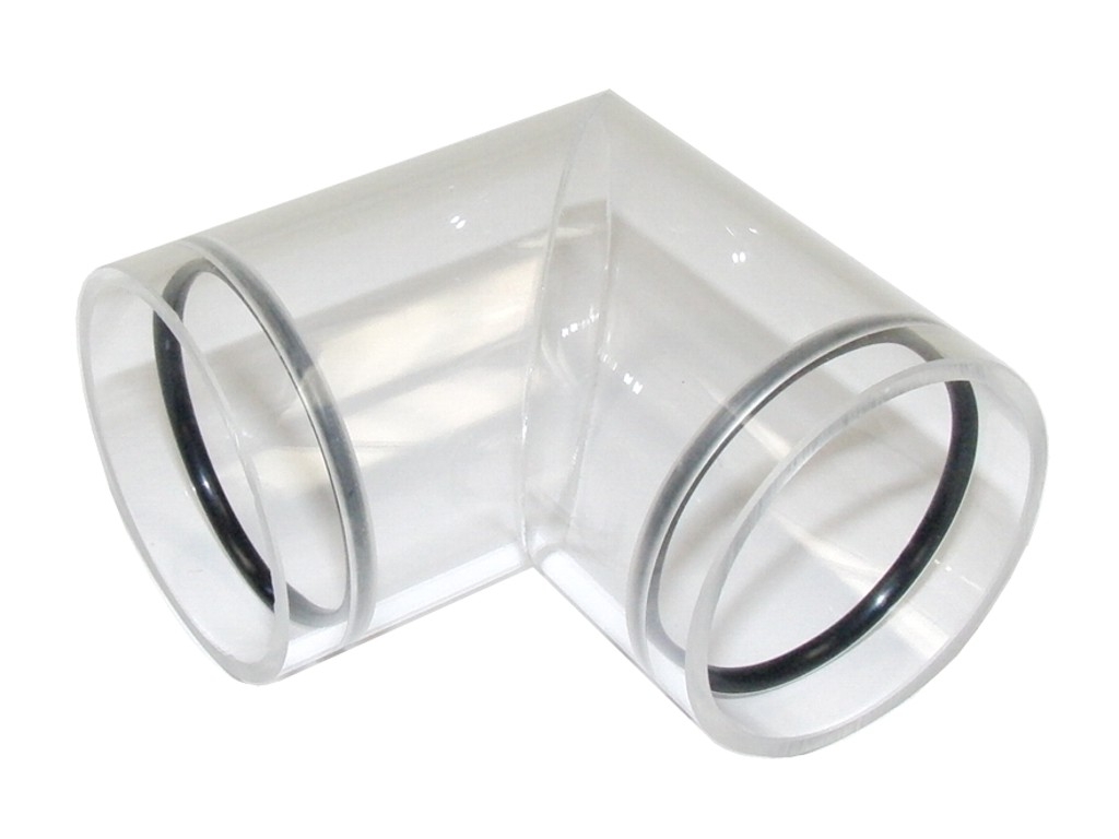 Rohrverbindung Form L Acryl 60mm für 50mm Rohr
